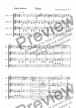 page one of Walzer for Horn Quartet