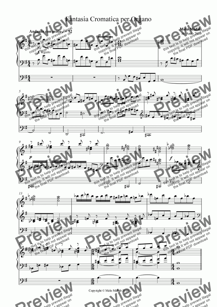 page one of Fantasia Cromatica per Organo