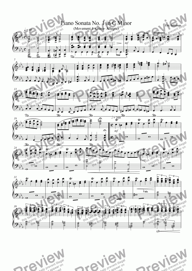 page one of Piano Sonata in C Minor (Movement 1)