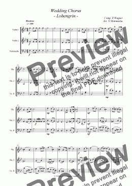 page one of Wedding Chorus (for 2 violins and cello)