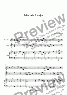page one of Trio for Treble Recorder, Violin and Piano