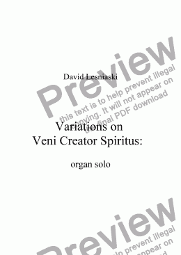 page one of Variations on Veni Creator Spiritus (Come, Holy Ghost)