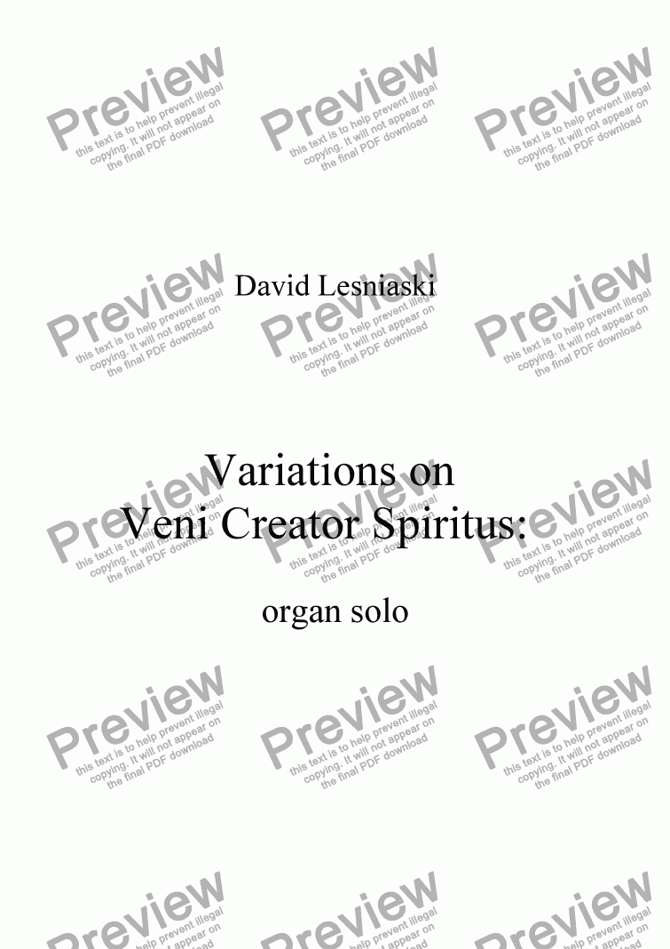 page one of Variations on Veni Creator Spiritus (Come, Holy Ghost)