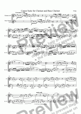 page one of Canon Suite for Clarinet and Bass Clarinet