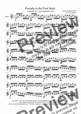 page one of Prelude to the First Suite (originally for unaccompanied cello)