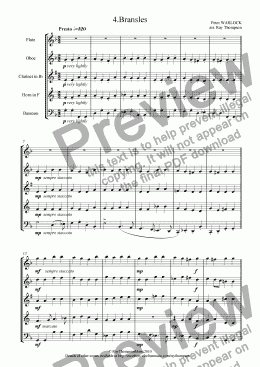 page one of Capriol Suite: 4.Bransles (Wind Quintet)
