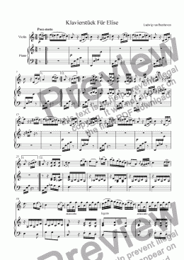 page one of Fur Elise (Violin & Piano)