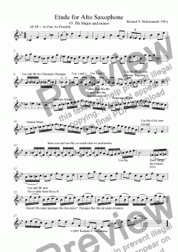 page one of Etude for Alto Saxophone: #5. Bb Major and minor