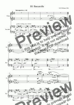 page one of Anniversary Suite for piano duet III