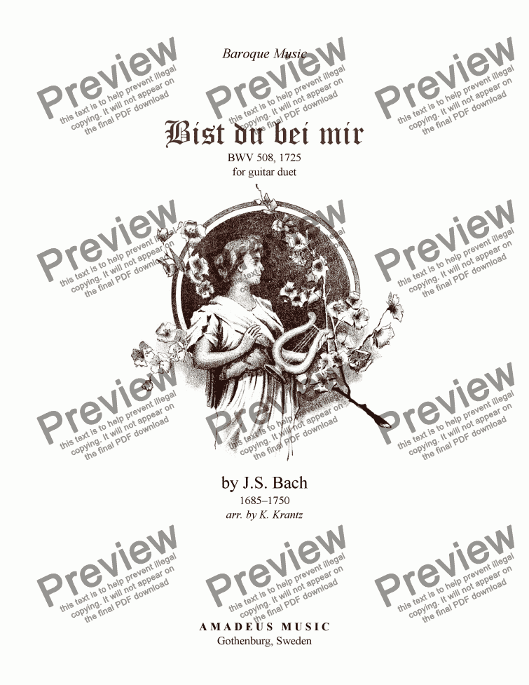 page one of Bist du bei mir for guitar duet