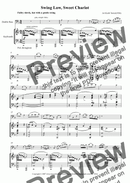 page one of Swing Low, Sweet Chariot for Double Bass & Keyboard