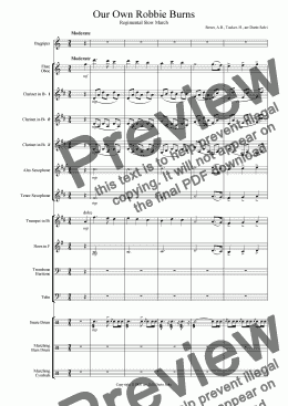 page one of Our Own Robbie Burns Slow March ( Bagpipes and Military Band)