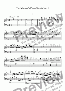 page one of The Maestro's Piano Sonata No .1
