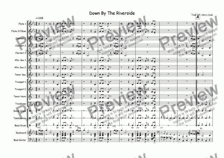 page one of "Down By The Riverside" for Junior Wind Band