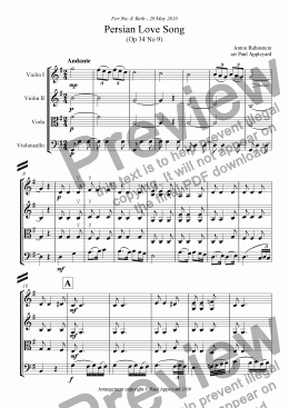 page one of Persian Love Song (Rubinstein)