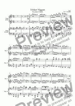 page one of Trisker Niggun for piano 4 hands