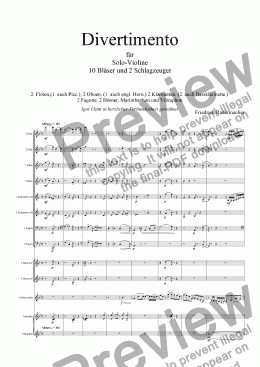page one of Divertimento für Solovioline und kleines Orchester