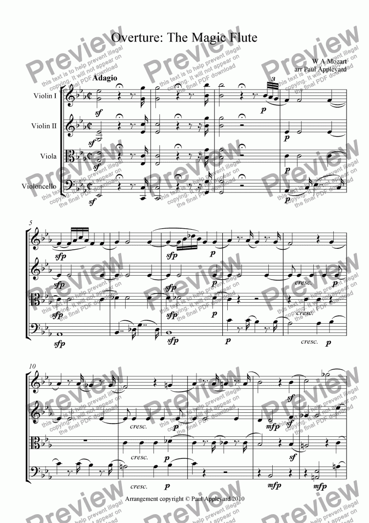 page one of The Magic Flute Overture