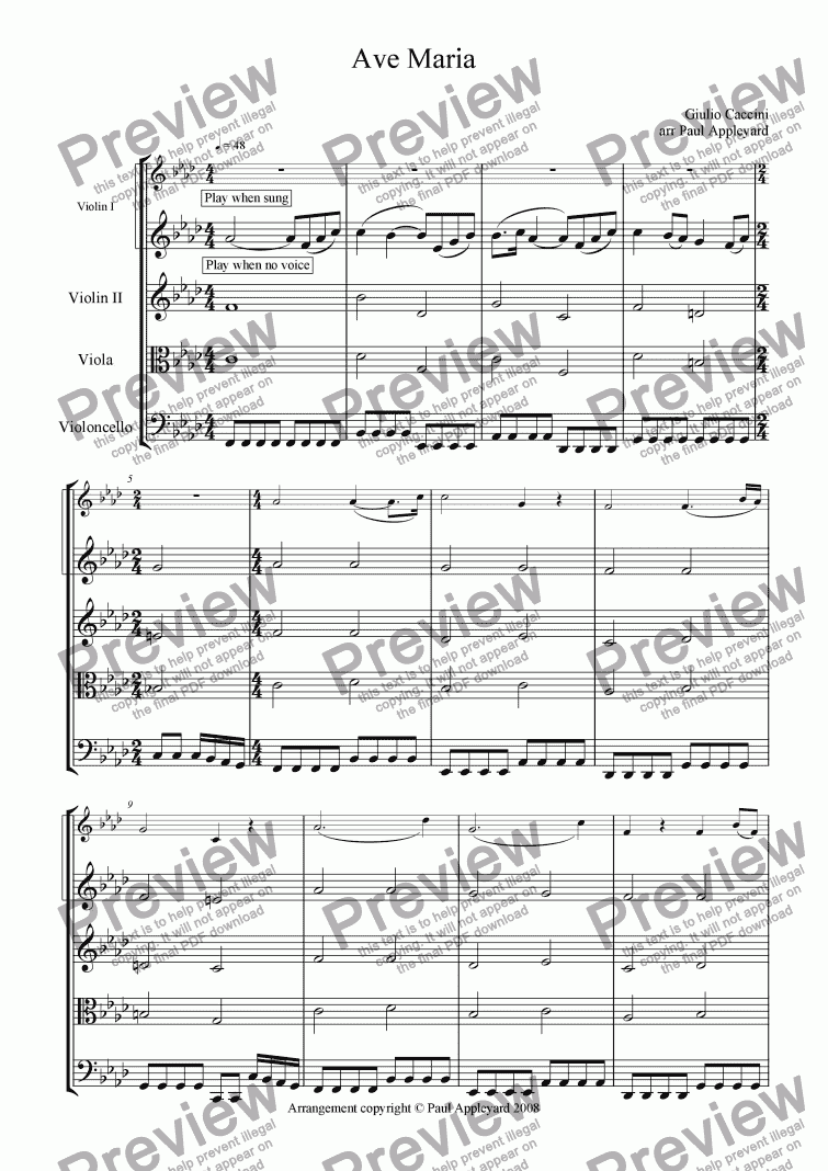 page one of Ave Maria (Caccini)