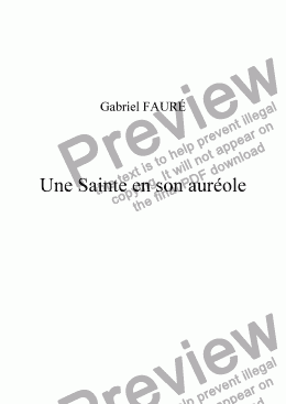 page one of Une Sainte en son auréole for Voice and String Quartet by G. Fauré