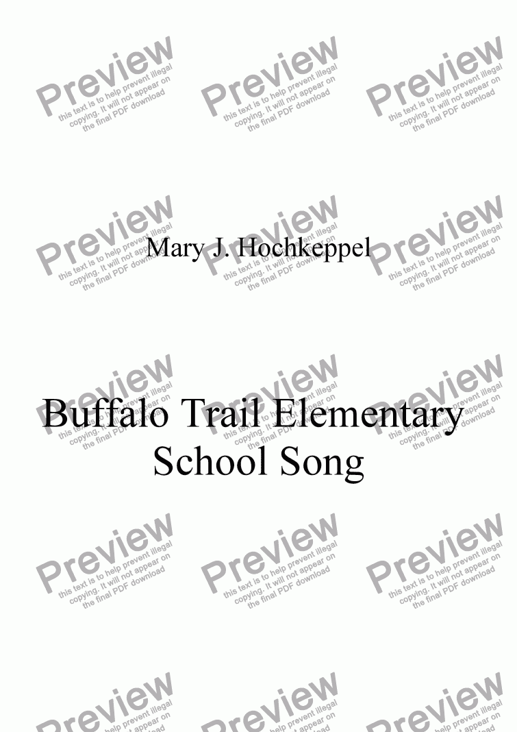 page one of Buffalo Trail Elementary School Song