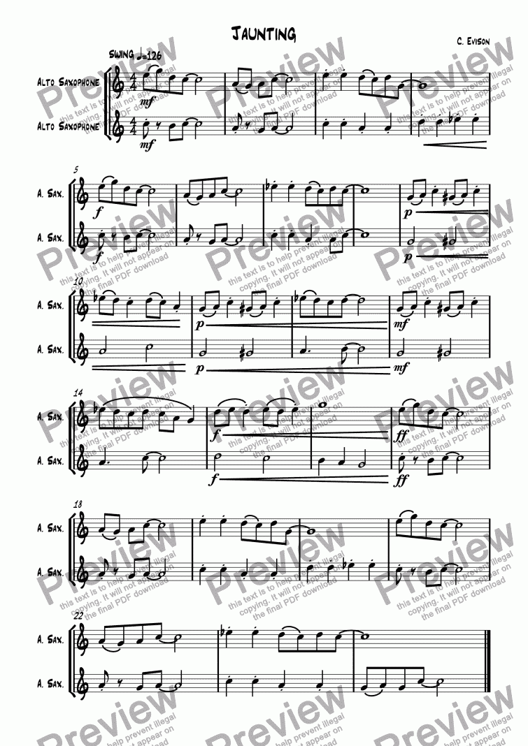 page one of Jaunting (2 equal saxes)