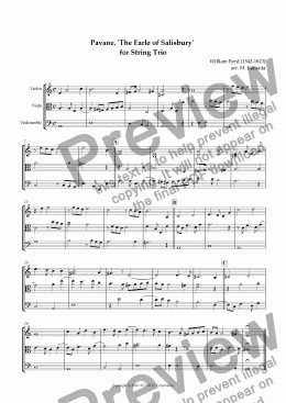 page one of Pavane, ’The Earle of Salisbury’ for String Trio