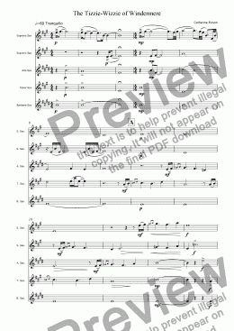 page one of The Tizzie Wizzie of Windermere (Saxophone quintet)