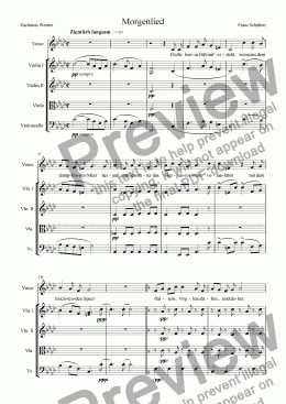page one of Morgenlied (arranged for voice and strings)
