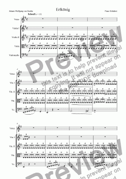 page one of Erlkönig (arranged for voice and strings)