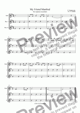 page one of "My Friend Manfred" for recorders