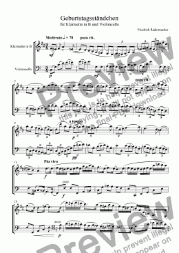 page one of Geburtstagsständchen für Klarinette in B und Violoncello