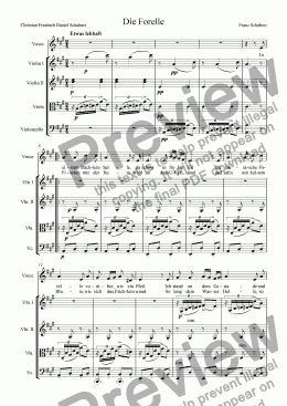 page one of Die Forelle (arranged for voice and strings)