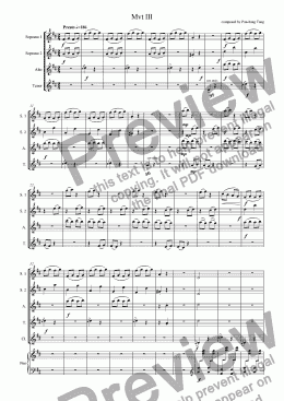 page one of Concertino for Piano, Clarinet, and Recorder Band - Movement III