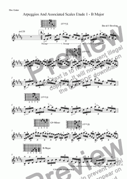 page one of Arpeggios & Associated Scales - Etude No.1 in B Major