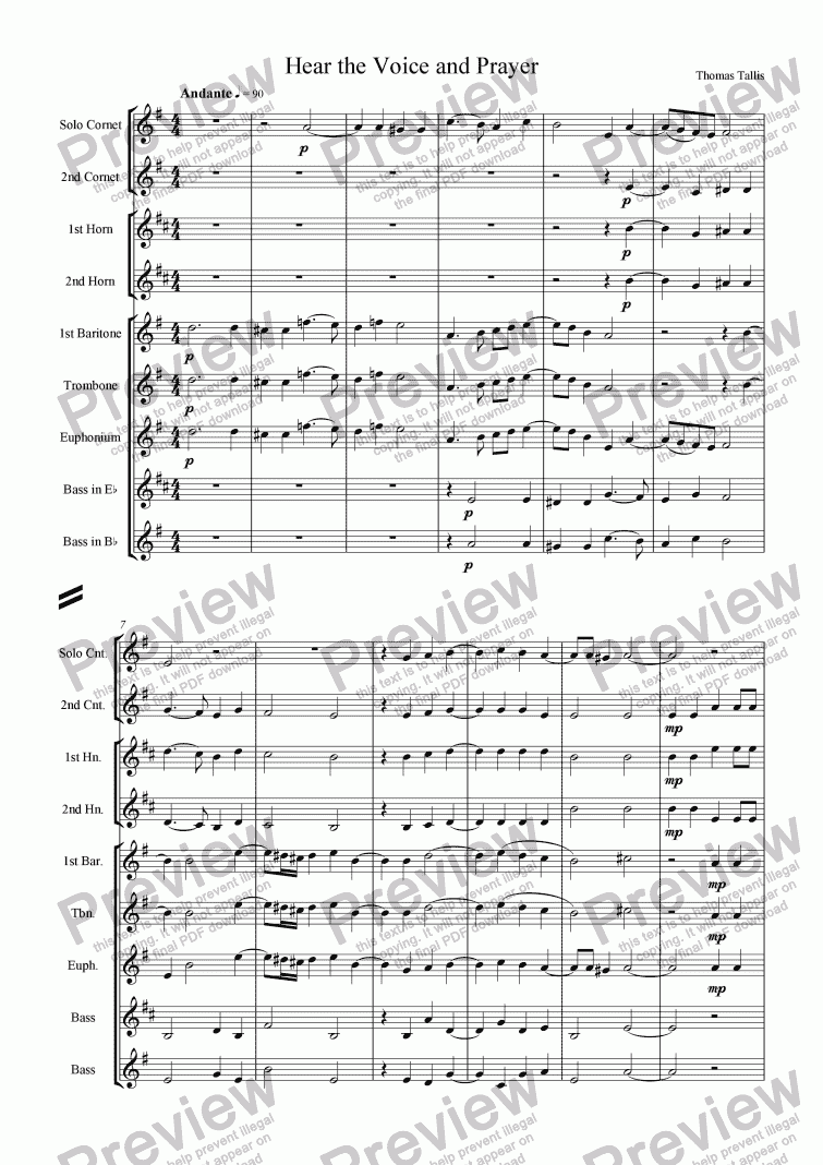 page one of Hear the Voice and Prayer [ Tallis]