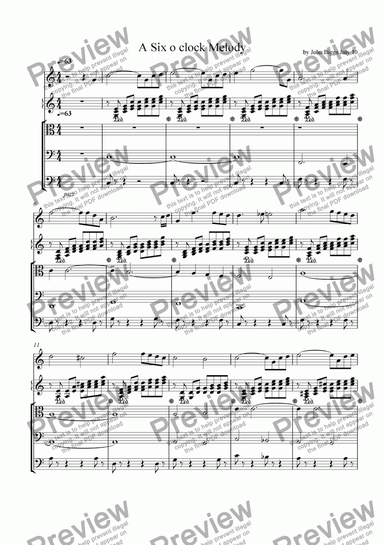 page one of Six O Clock Melody