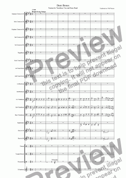 page one of Dem Bones - feature for trombone trio and brass band