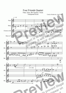 page one of Four Friends Quartet, Fl, Ob, Cl, Hn