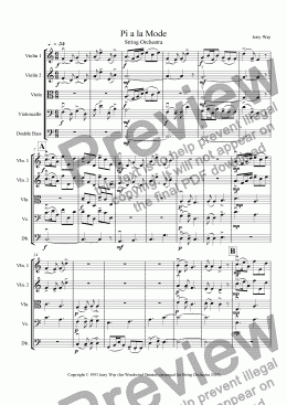 page one of Pi al la Mode for String Orchestra