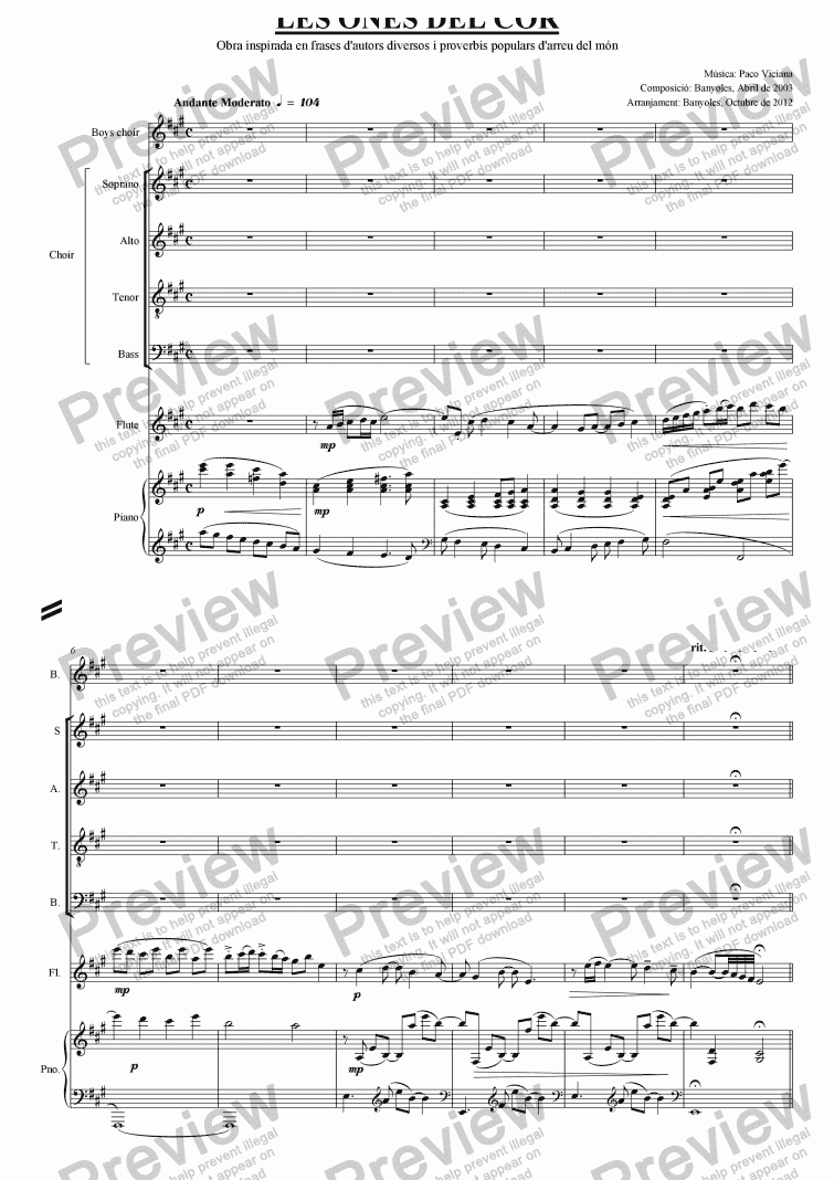page one of 189-Les ones del cor (chamber version Nr. 1) (catalan)