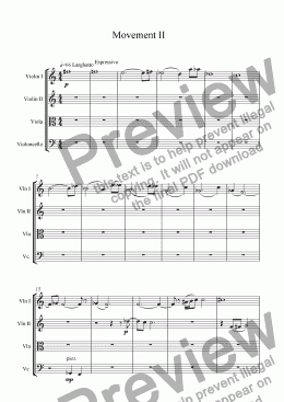 page one of String Quartet Mov II
