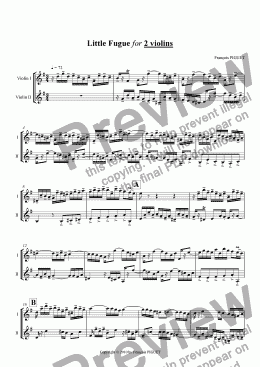 page one of Little Fugue for 2 Violins