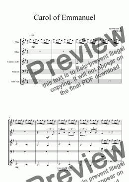 page one of Carol of Emmanuel (woodwind quintet)