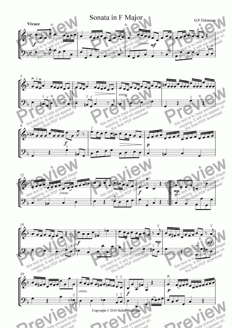 page one of Sonata in F Major