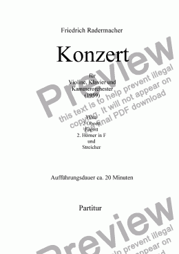 page one of Konzert für Violine, Klavier und Kammerorchester