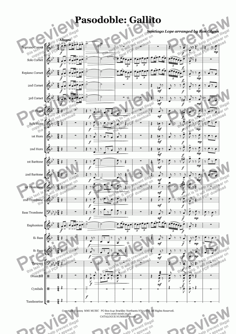 page one of Pasodoble - GALLITO (Brass Band)