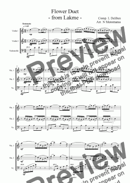 page one of Flower Duet (for 2 VIolins and 1 Violoncello)