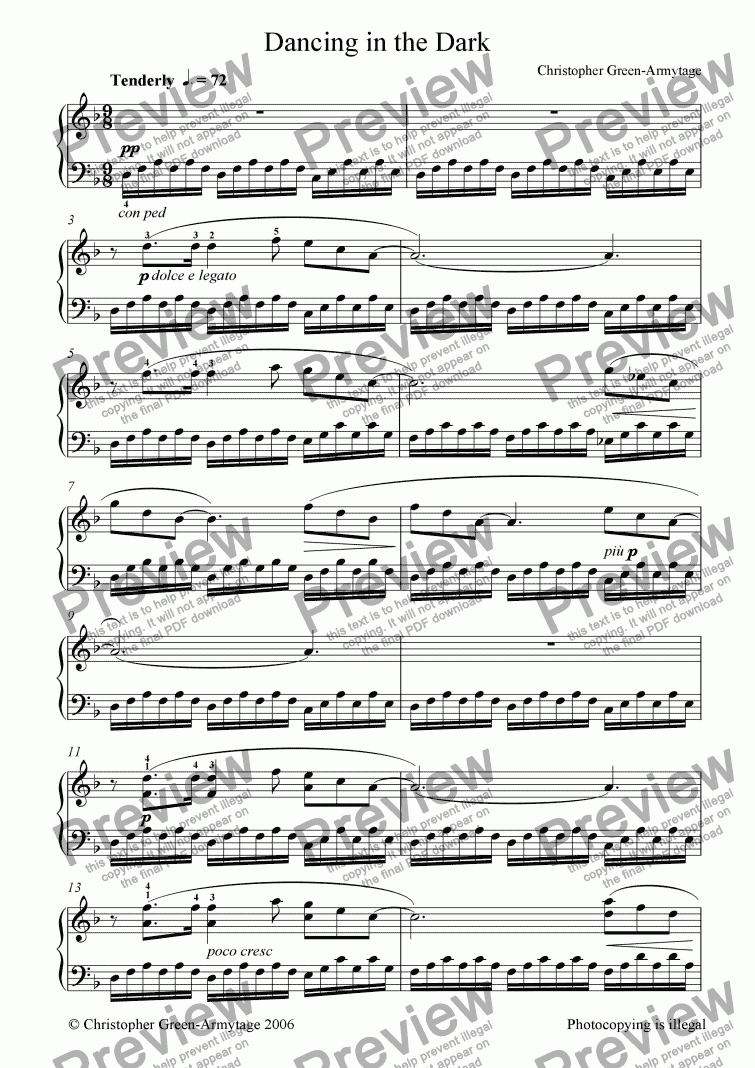 page one of Dancing in the Dark