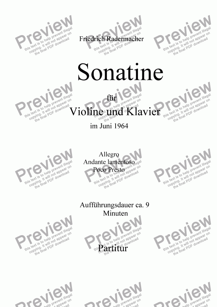 page one of Sonatine für Violine und Klavier